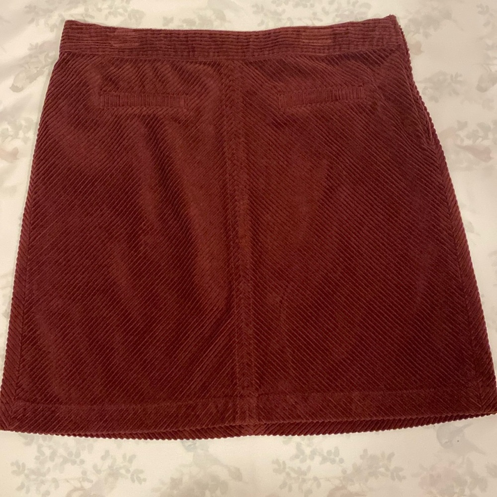 Talbots Burgundy Corduroy A-Line Mini Skirt
